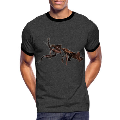 Männer Kontrast-T-Shirt Phyllocrania paradoxa female 2 - Anthrazit/Schwarz