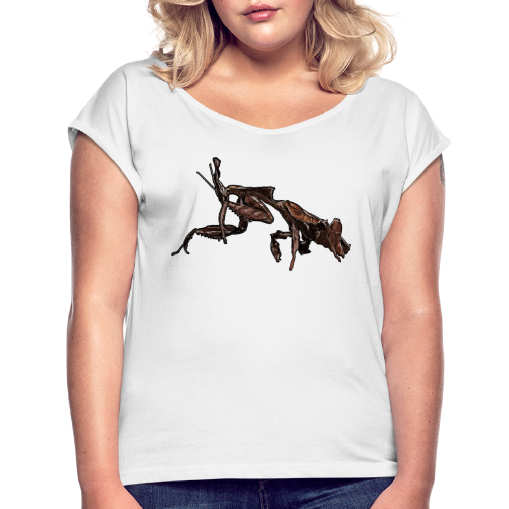 Frauen T-Shirt mit gerollten Ärmeln Phyllocrania paradoxa female 2 - weiß