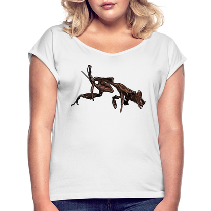 Frauen T-Shirt mit gerollten Ärmeln Phyllocrania paradoxa female 2 - weiß