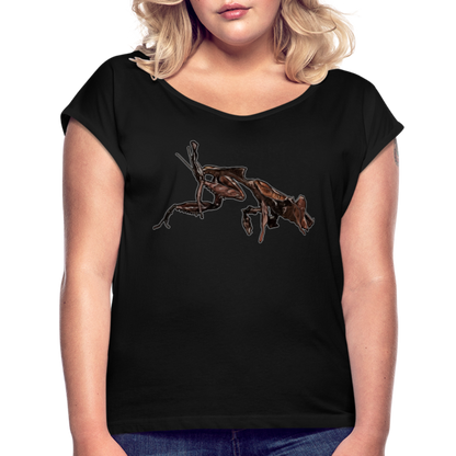 Frauen T-Shirt mit gerollten Ärmeln Phyllocrania paradoxa female 2 - Schwarz