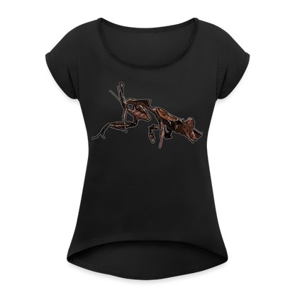 Frauen T-Shirt mit gerollten Ärmeln Phyllocrania paradoxa female 2 - Schwarz