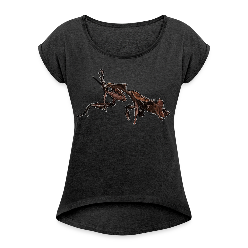 Frauen T-Shirt mit gerollten Ärmeln Phyllocrania paradoxa female 2 - Schwarz meliert