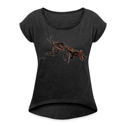 Frauen T-Shirt mit gerollten Ärmeln Phyllocrania paradoxa female 2 - Schwarz meliert