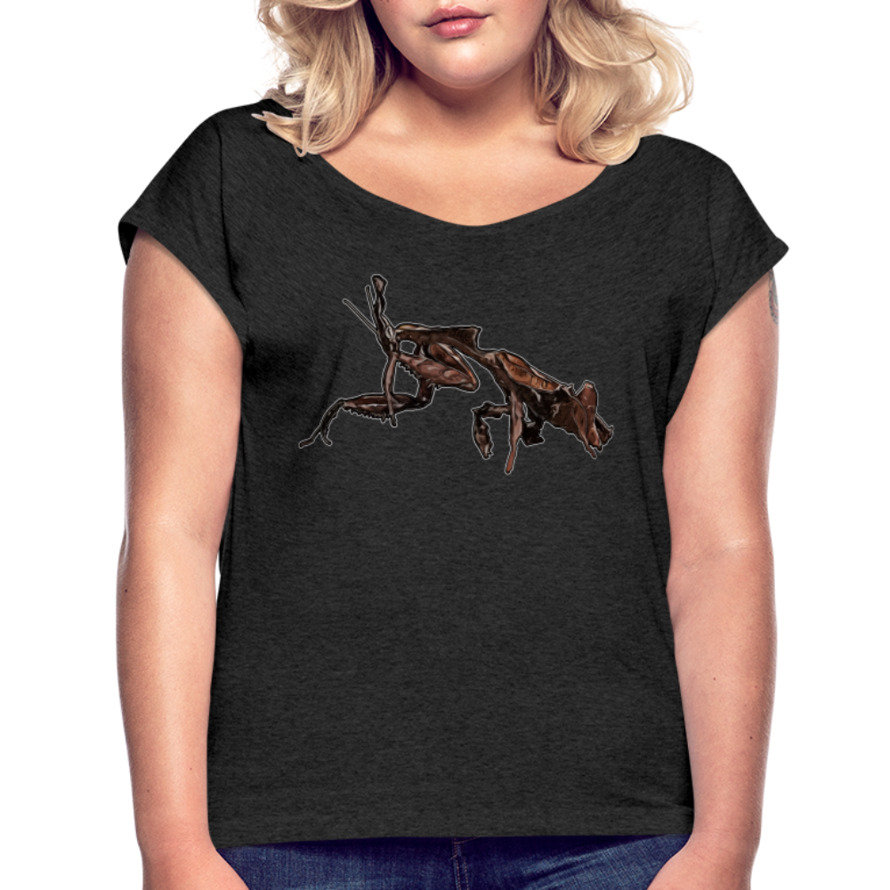Frauen T-Shirt mit gerollten Ärmeln Phyllocrania paradoxa female 2 - Schwarz meliert