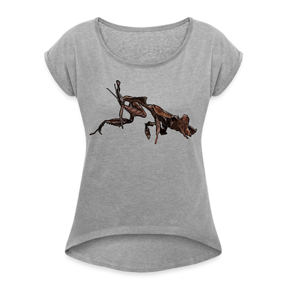 Frauen T-Shirt mit gerollten Ärmeln Phyllocrania paradoxa female 2 - Grau meliert