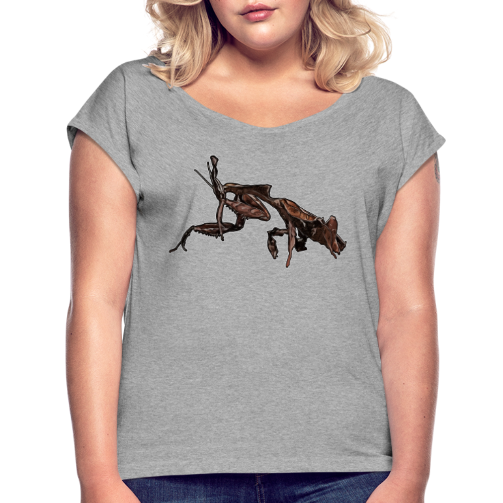Frauen T-Shirt mit gerollten Ärmeln Phyllocrania paradoxa female 2 - Grau meliert