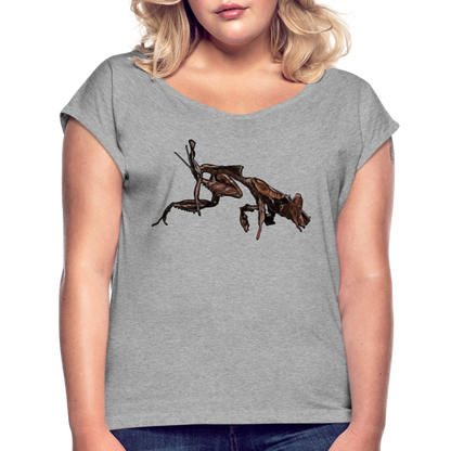 Frauen T-Shirt mit gerollten Ärmeln Phyllocrania paradoxa female 2 - Grau meliert