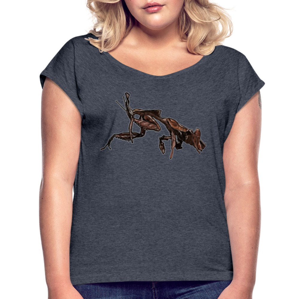 Frauen T-Shirt mit gerollten Ärmeln Phyllocrania paradoxa female 2 - Navy meliert