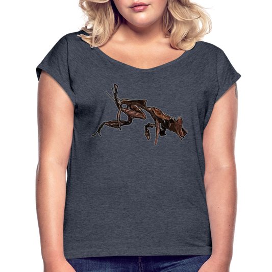 Frauen T-Shirt mit gerollten Ärmeln Phyllocrania paradoxa female 2 - Navy meliert