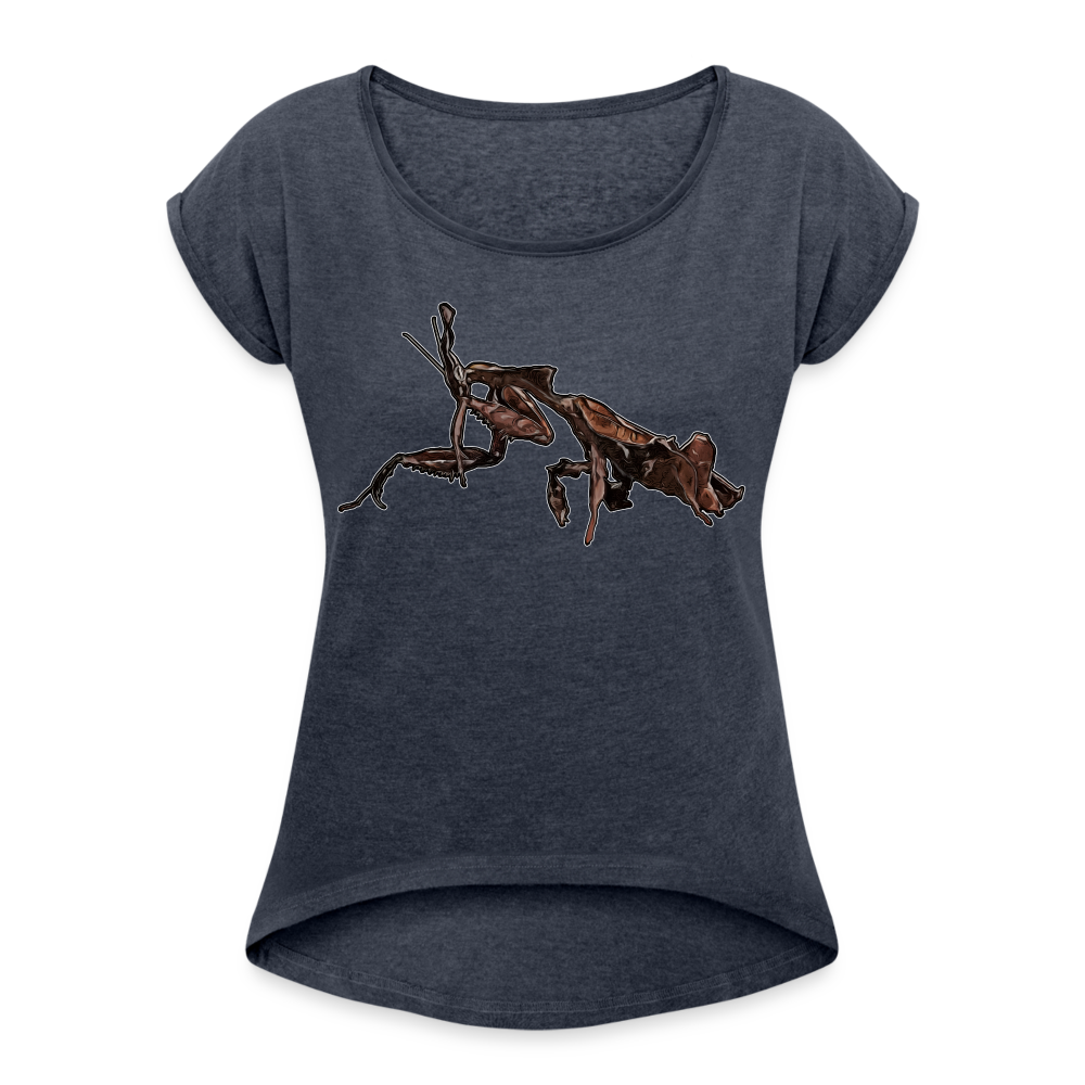 Frauen T-Shirt mit gerollten Ärmeln Phyllocrania paradoxa female 2 - Navy meliert