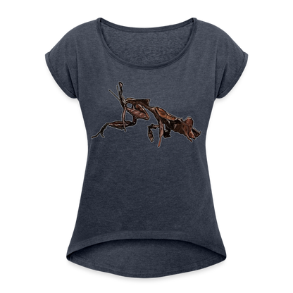 Frauen T-Shirt mit gerollten Ärmeln Phyllocrania paradoxa female 2 - Navy meliert
