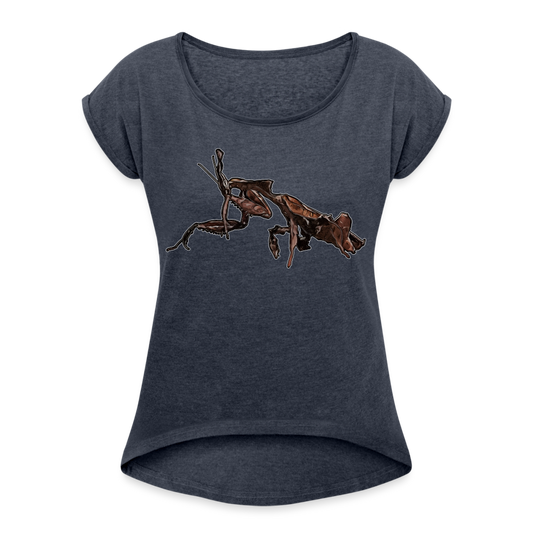 Frauen T-Shirt mit gerollten Ärmeln Phyllocrania paradoxa female 2 - Navy meliert