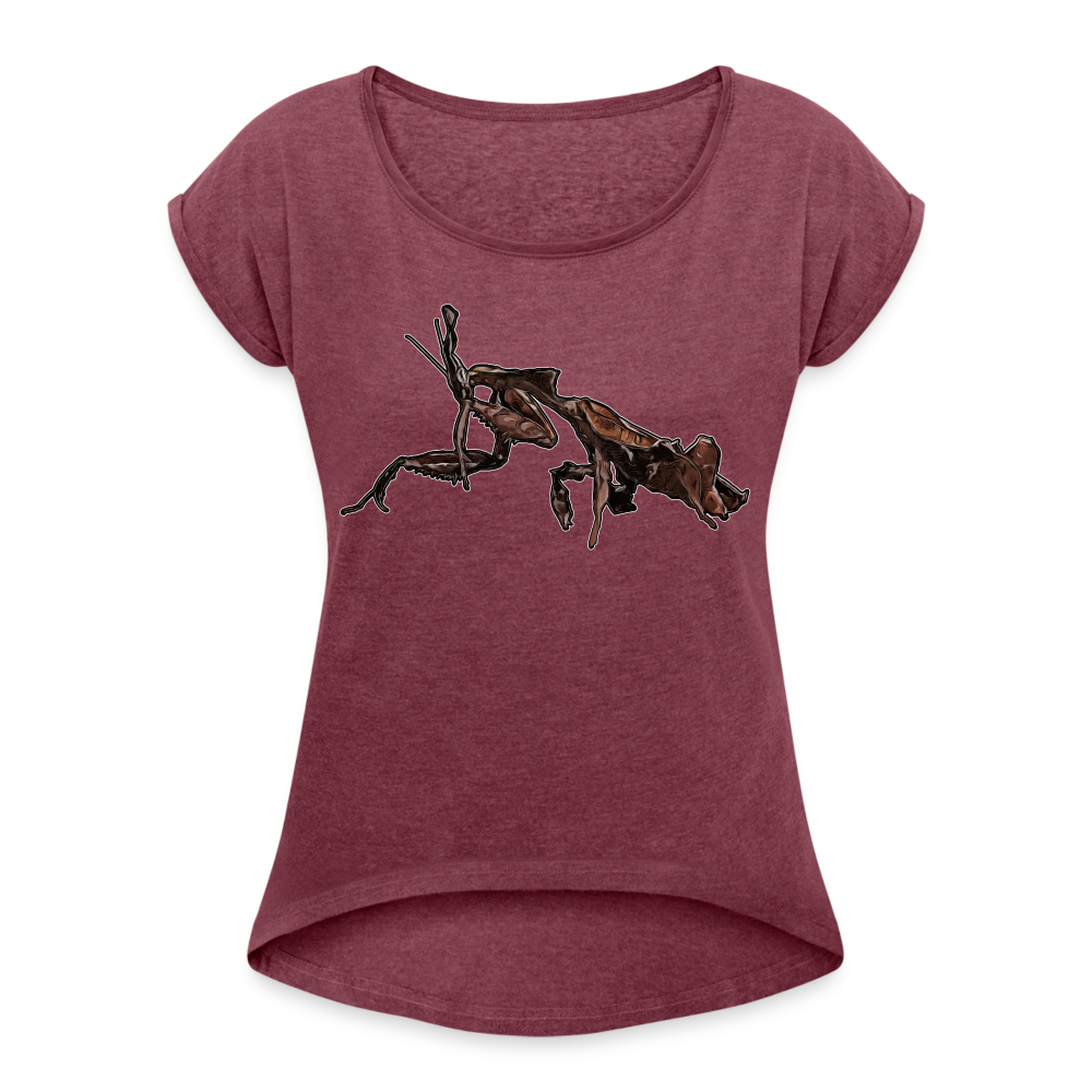 Frauen T-Shirt mit gerollten Ärmeln Phyllocrania paradoxa female 2 - Bordeauxrot meliert