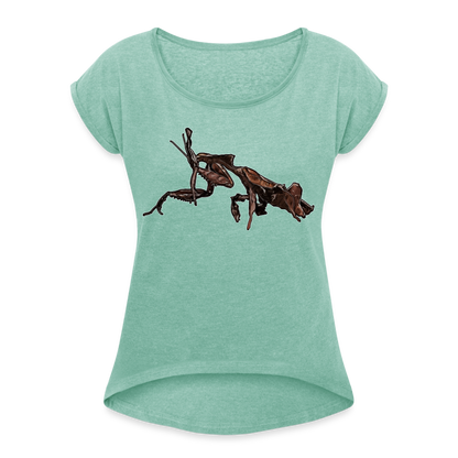 Frauen T-Shirt mit gerollten Ärmeln Phyllocrania paradoxa female 2 - Minze meliert