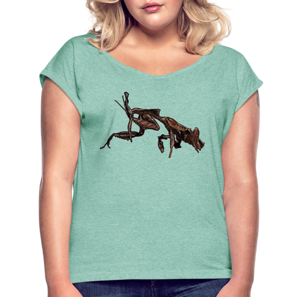 Frauen T-Shirt mit gerollten Ärmeln Phyllocrania paradoxa female 2 - Minze meliert