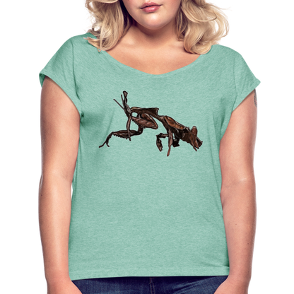 Frauen T-Shirt mit gerollten Ärmeln Phyllocrania paradoxa female 2 - Minze meliert
