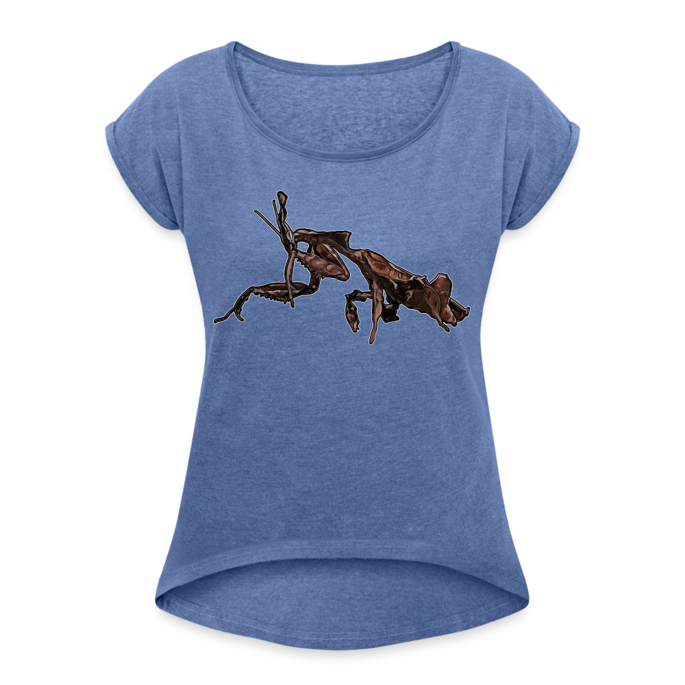 Frauen T-Shirt mit gerollten Ärmeln Phyllocrania paradoxa female 2 - Denim meliert