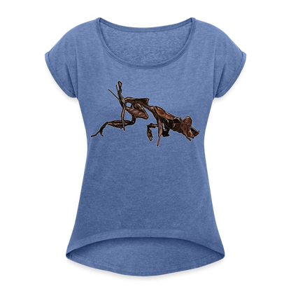Frauen T-Shirt mit gerollten Ärmeln Phyllocrania paradoxa female 2 - Denim meliert