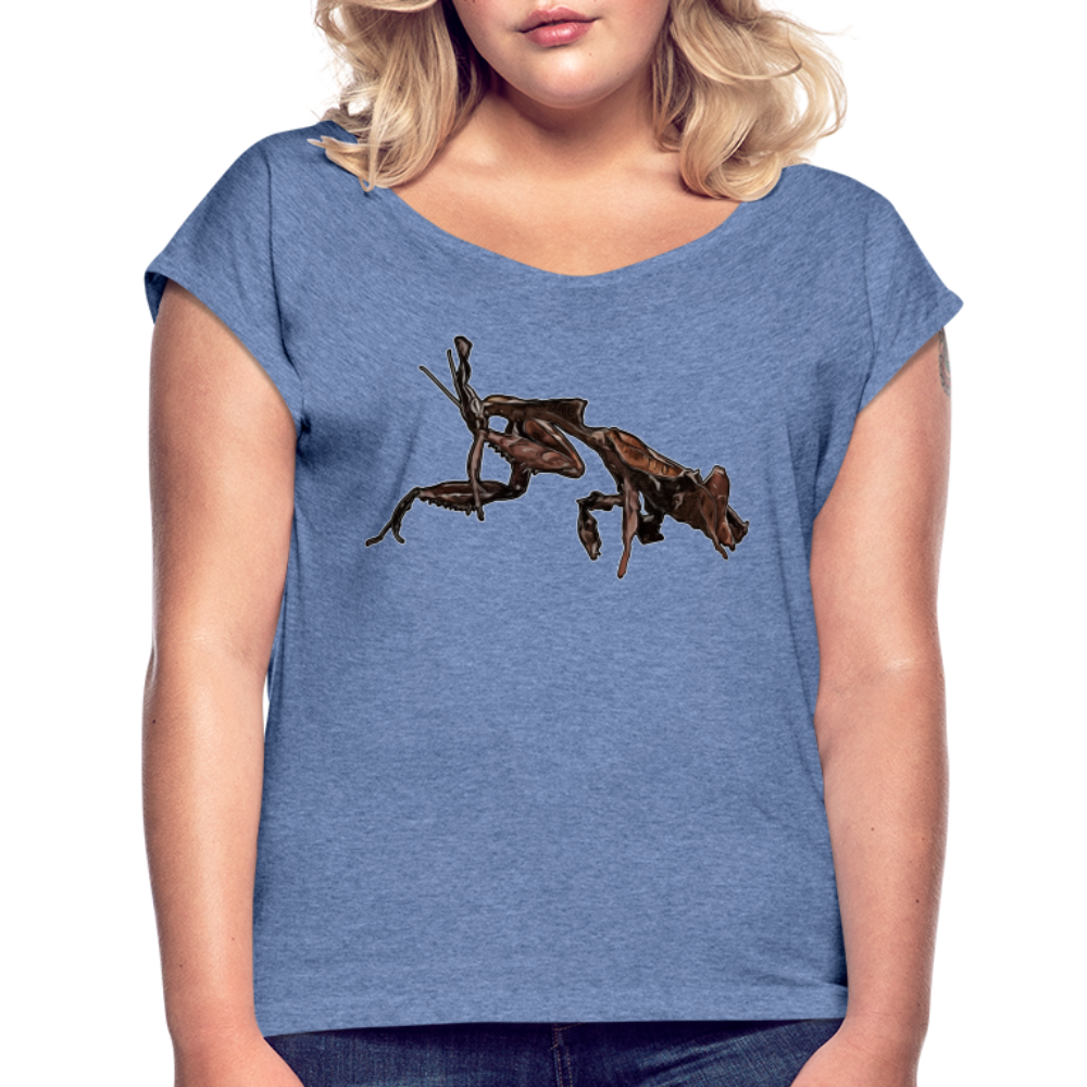 Frauen T-Shirt mit gerollten Ärmeln Phyllocrania paradoxa female 2 - Denim meliert