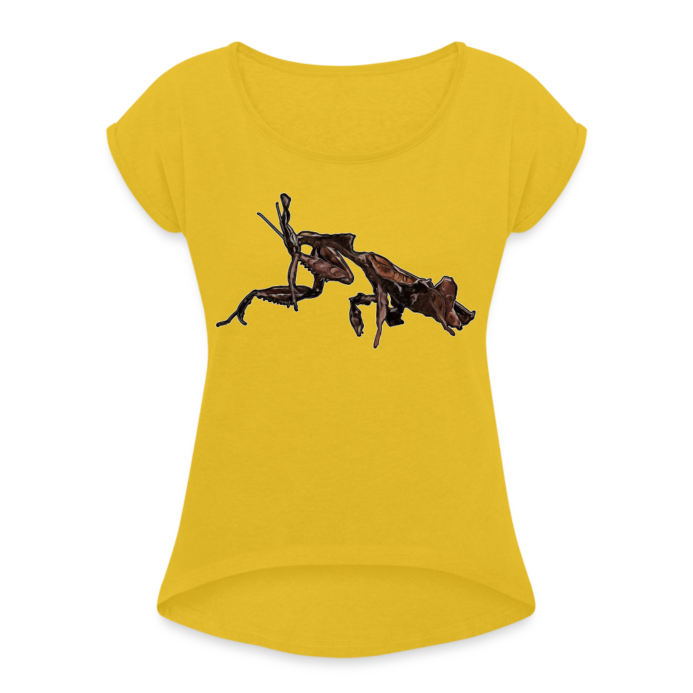 Frauen T-Shirt mit gerollten Ärmeln Phyllocrania paradoxa female 2 - Senfgelb
