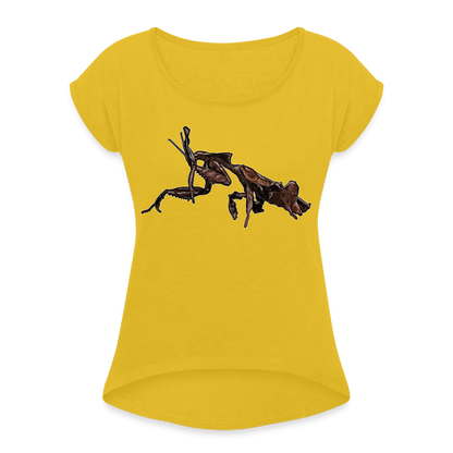 Frauen T-Shirt mit gerollten Ärmeln Phyllocrania paradoxa female 2 - Senfgelb