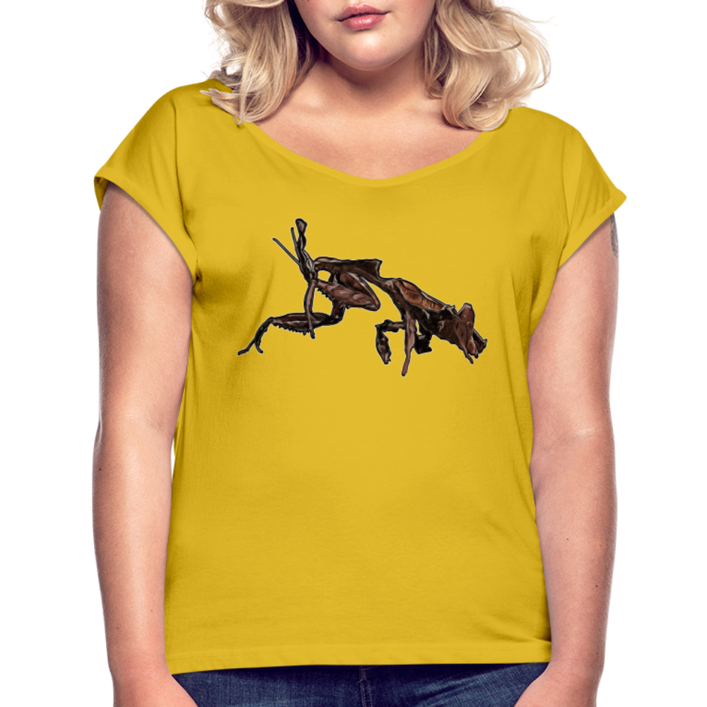 Frauen T-Shirt mit gerollten Ärmeln Phyllocrania paradoxa female 2 - Senfgelb