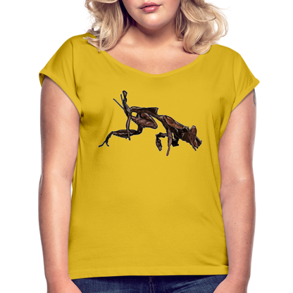 Frauen T-Shirt mit gerollten Ärmeln Phyllocrania paradoxa female 2 - Senfgelb