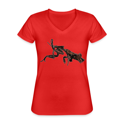 Frauen-T-Shirt mit V-Ausschnitt Phyllocrania paradoxa female 2 - Rot