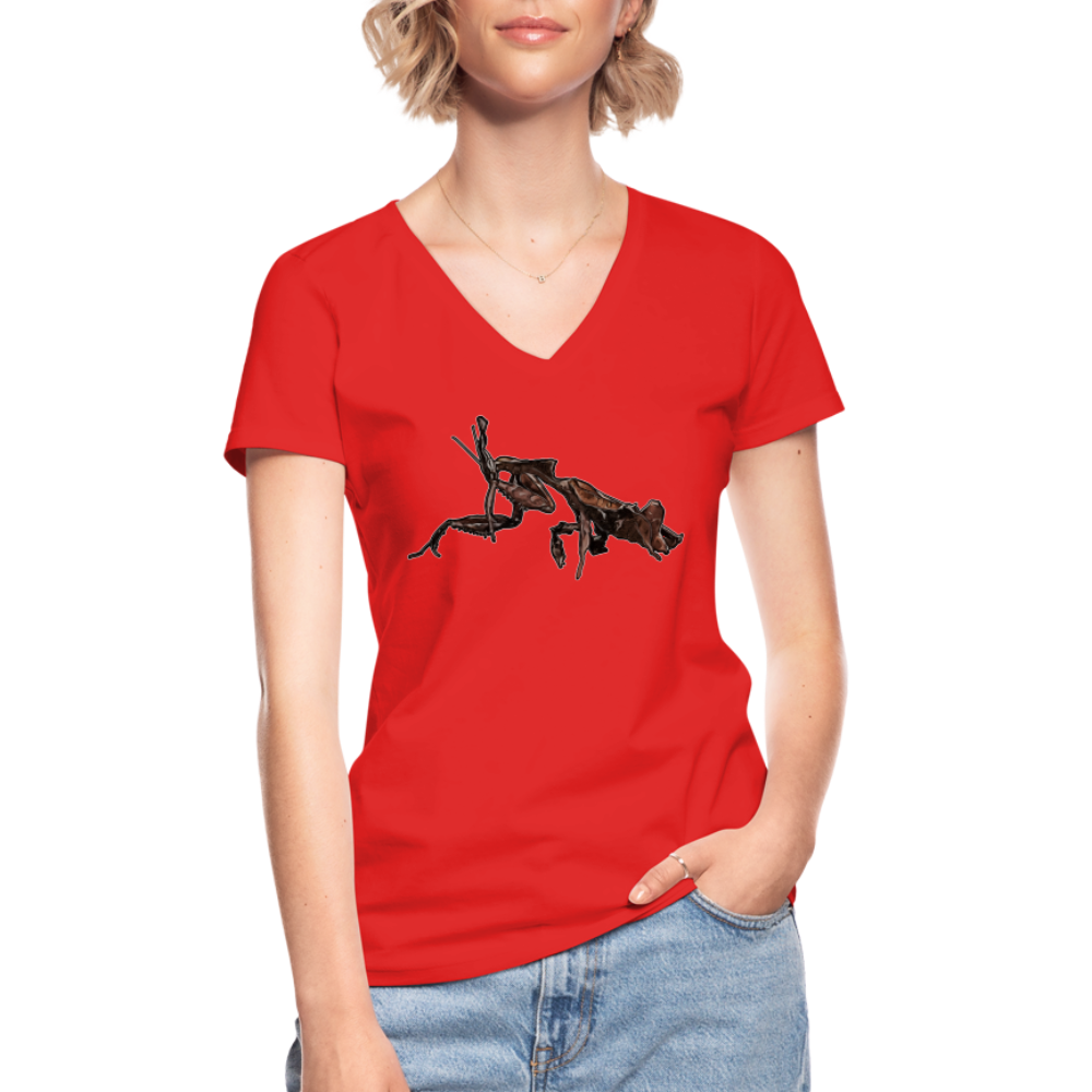 Frauen-T-Shirt mit V-Ausschnitt Phyllocrania paradoxa female 2 - Rot