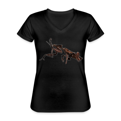 Frauen-T-Shirt mit V-Ausschnitt Phyllocrania paradoxa female 2 - Schwarz