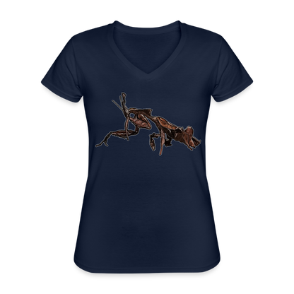 Frauen-T-Shirt mit V-Ausschnitt Phyllocrania paradoxa female 2 - Navy