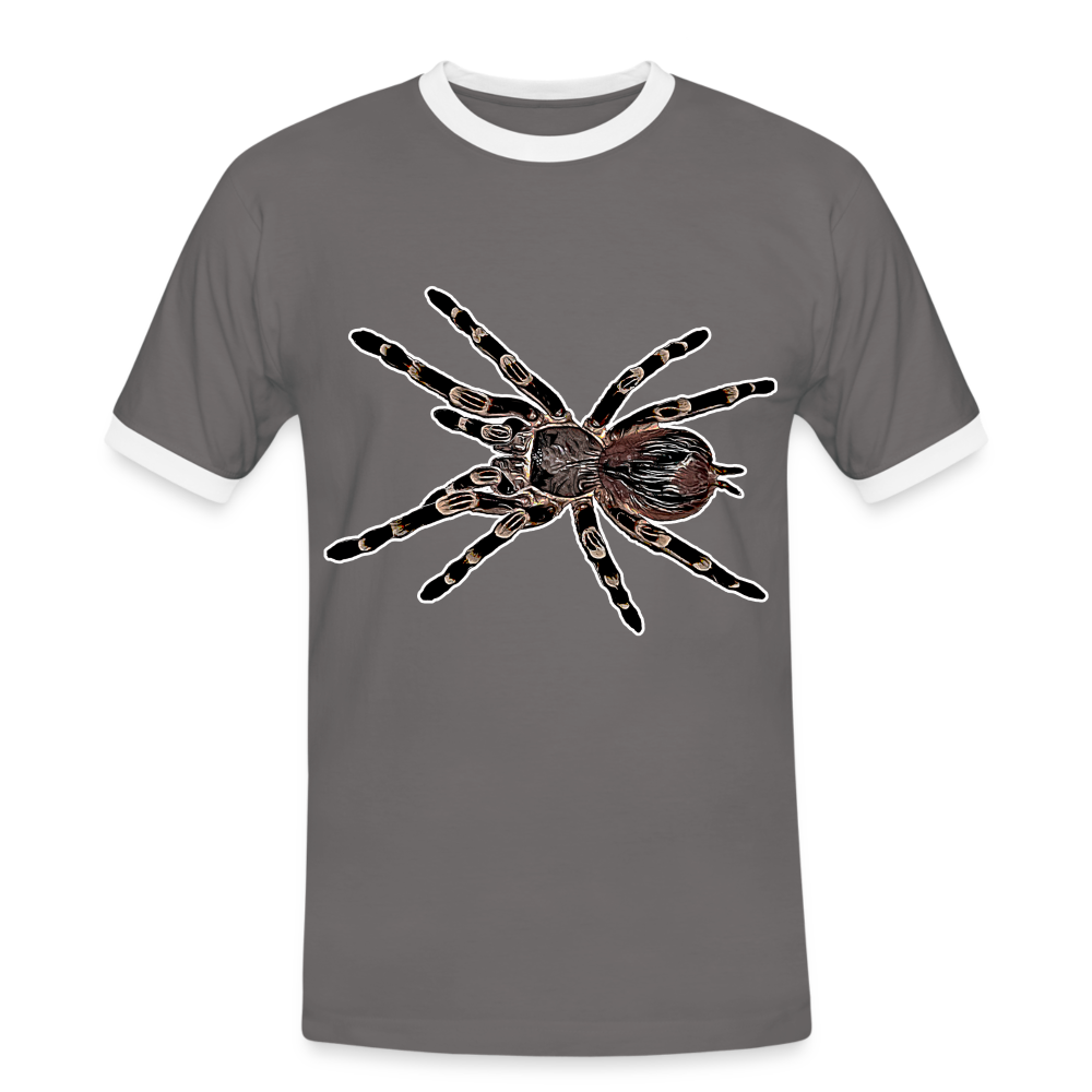 Männer Kontrast-T-Shirt Acanthoscurria geniculata - Dunkelgrau/Weiß