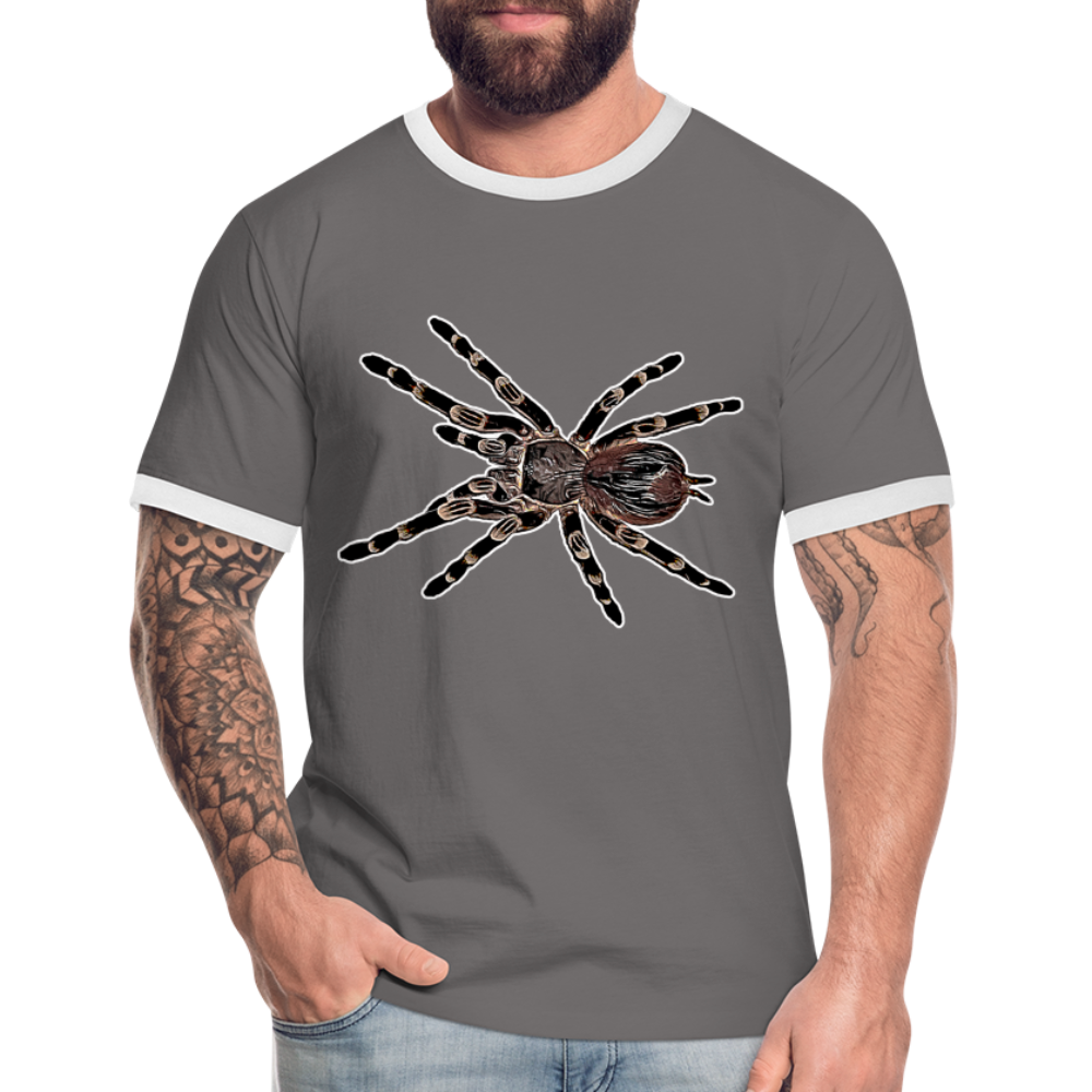 Männer Kontrast-T-Shirt Acanthoscurria geniculata - Dunkelgrau/Weiß