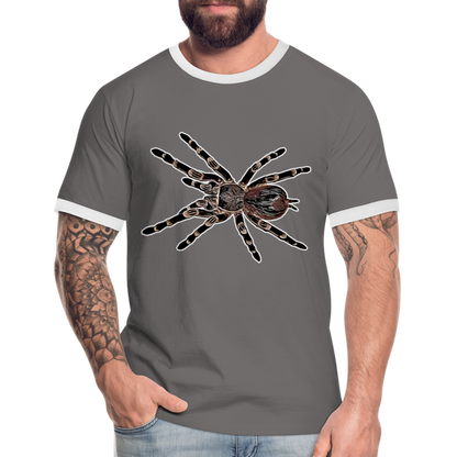 Männer Kontrast-T-Shirt Acanthoscurria geniculata - Dunkelgrau/Weiß