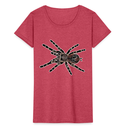 Frauen Fruit of the Loom T-Shirt Acanthoscurria geniculata - Rot meliert