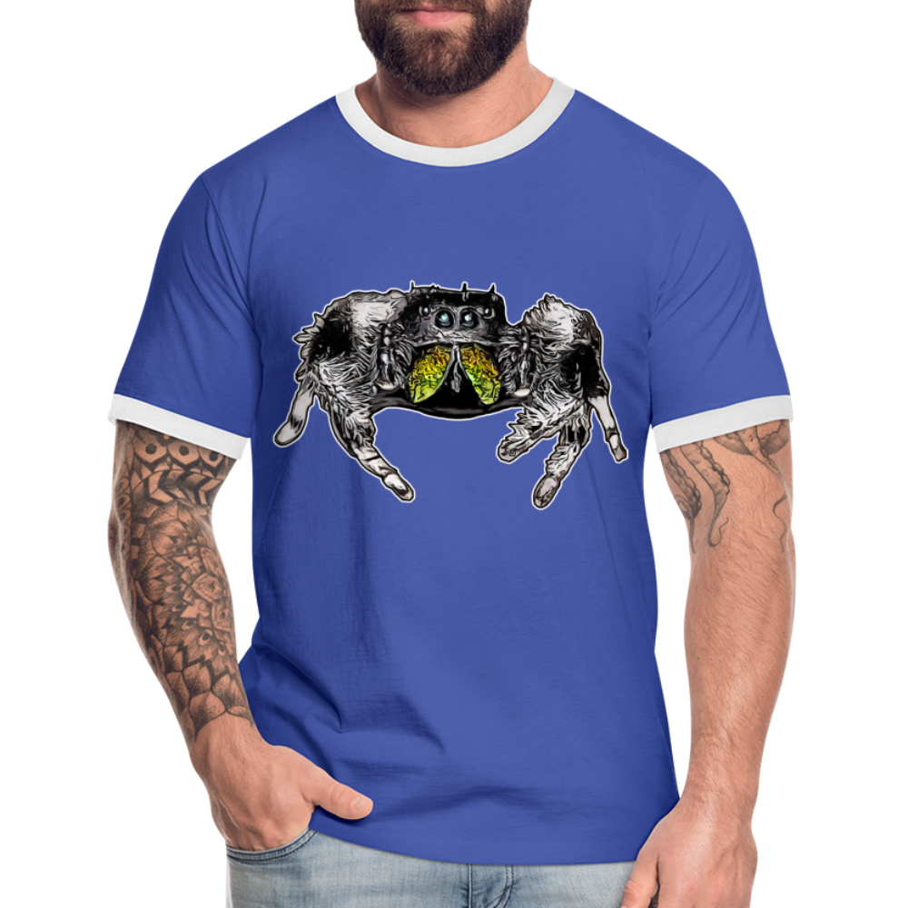 Männer Kontrast-T-Shirt Phidippus regius Rastafari male - Blau/Weiß