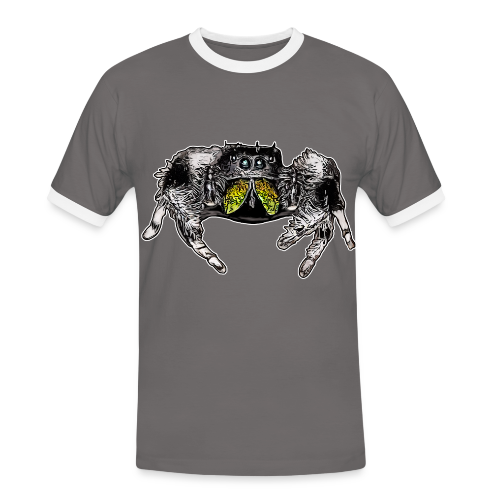 Männer Kontrast-T-Shirt Phidippus regius Rastafari male - Dunkelgrau/Weiß