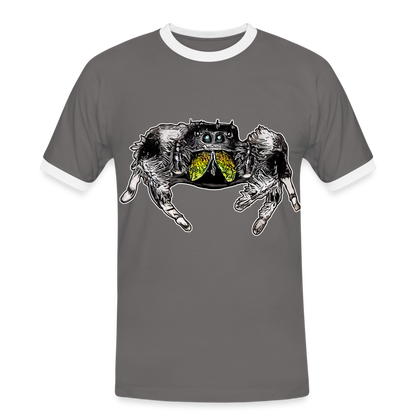 Männer Kontrast-T-Shirt Phidippus regius Rastafari male - Dunkelgrau/Weiß