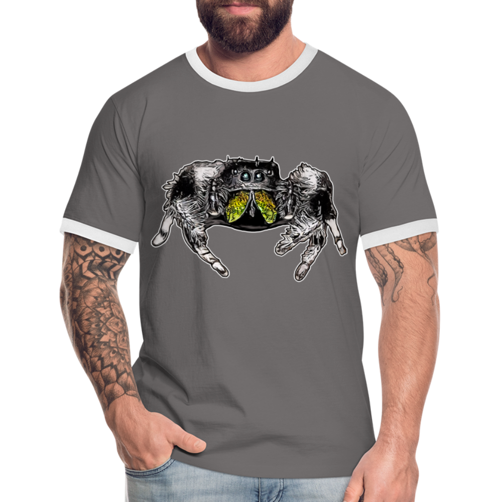 Männer Kontrast-T-Shirt Phidippus regius Rastafari male - Dunkelgrau/Weiß