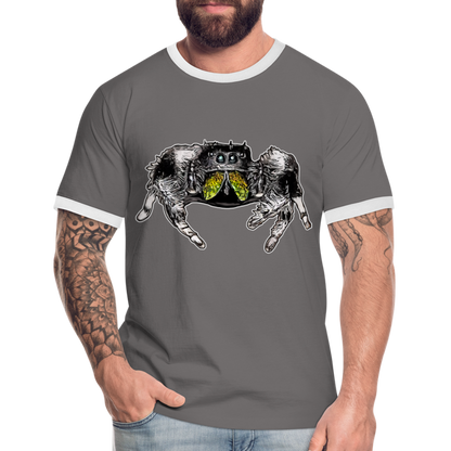 Männer Kontrast-T-Shirt Phidippus regius Rastafari male - Dunkelgrau/Weiß