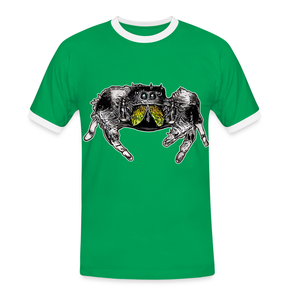 Männer Kontrast-T-Shirt Phidippus regius Rastafari male - Kelly Green/Weiß