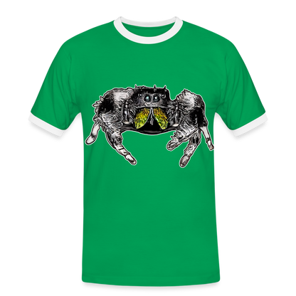 Männer Kontrast-T-Shirt Phidippus regius Rastafari male - Kelly Green/Weiß