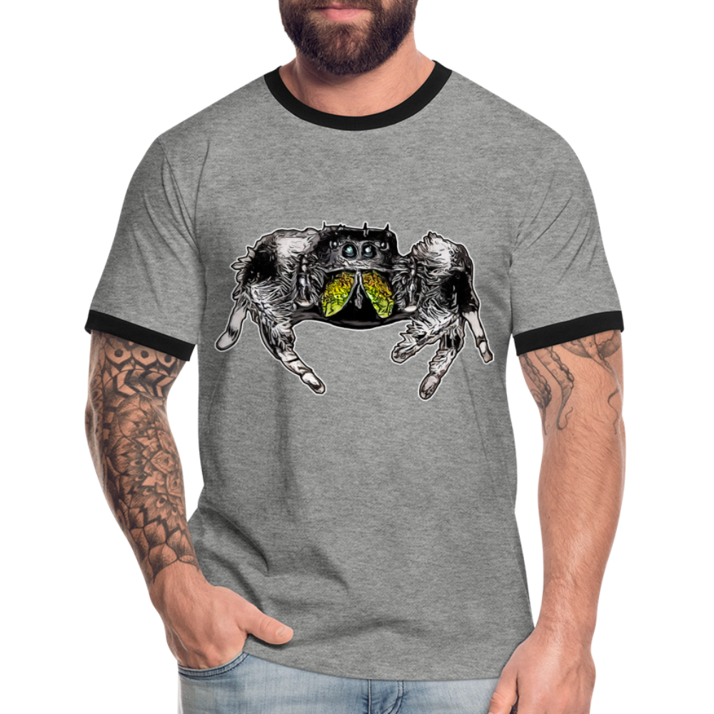 Männer Kontrast-T-Shirt Phidippus regius Rastafari male - Grau meliert/Schwarz