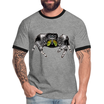 Männer Kontrast-T-Shirt Phidippus regius Rastafari male - Grau meliert/Schwarz