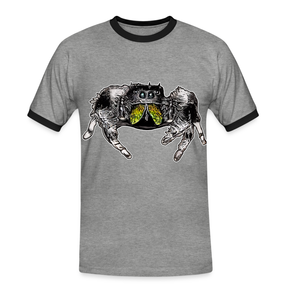 Männer Kontrast-T-Shirt Phidippus regius Rastafari male - Grau meliert/Schwarz