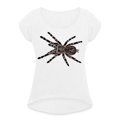 Frauen T-Shirt mit gerollten Ärmeln Acanthoscurria geniculata - weiß
