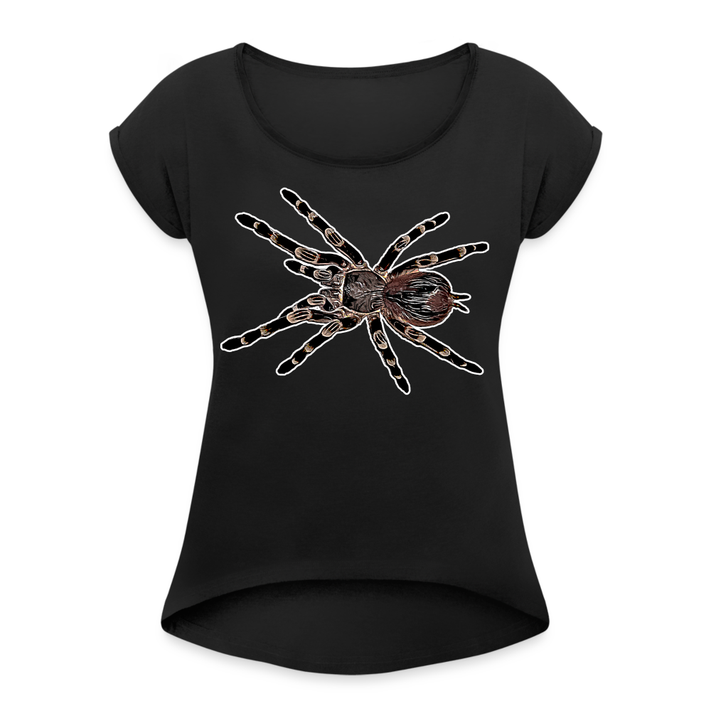 Frauen T-Shirt mit gerollten Ärmeln Acanthoscurria geniculata - Schwarz