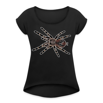 Frauen T-Shirt mit gerollten Ärmeln Acanthoscurria geniculata - Schwarz