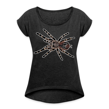 Frauen T-Shirt mit gerollten Ärmeln Acanthoscurria geniculata - Schwarz meliert