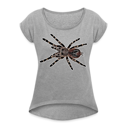 Frauen T-Shirt mit gerollten Ärmeln Acanthoscurria geniculata - Grau meliert